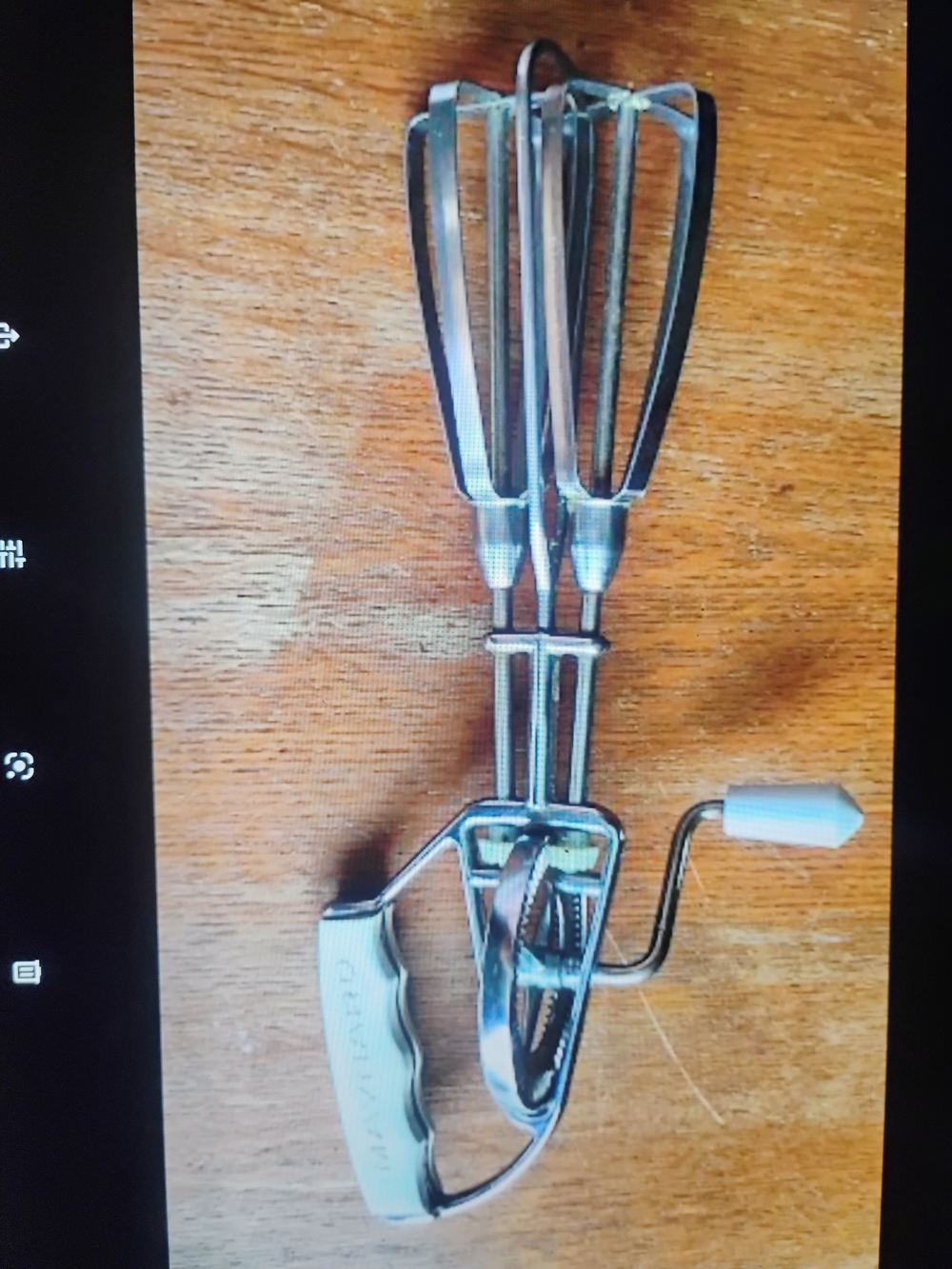Manual Hand Crank Egg Beater Whisk - Silver